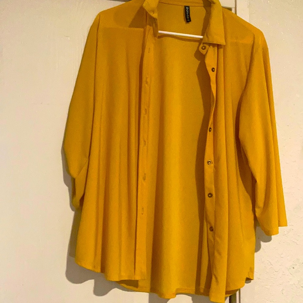 Emily Stacy Yellow Button Down Shirt